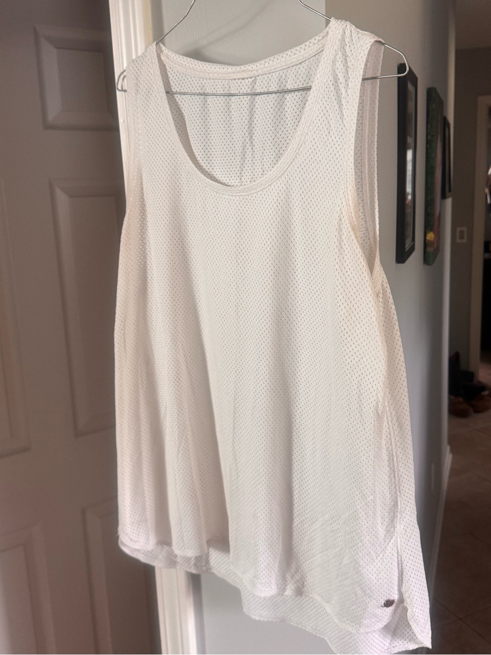 Nike White Mesh Scoop Neck Tank
